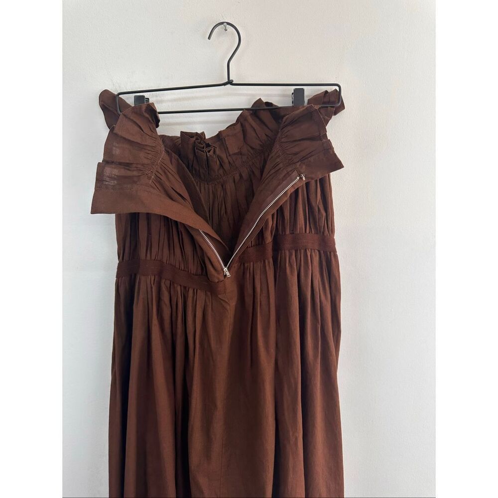 Yohji Yamamoto Women’s Vintage Y2K Brown Pleated Asymmetrical Ruffle Waist Cotto - Picture 10 of 12